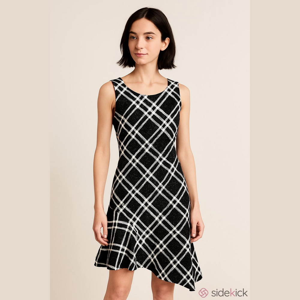 EUC White House Black Market Geometric Pattern Sleeveless Sh Dress Sz 00